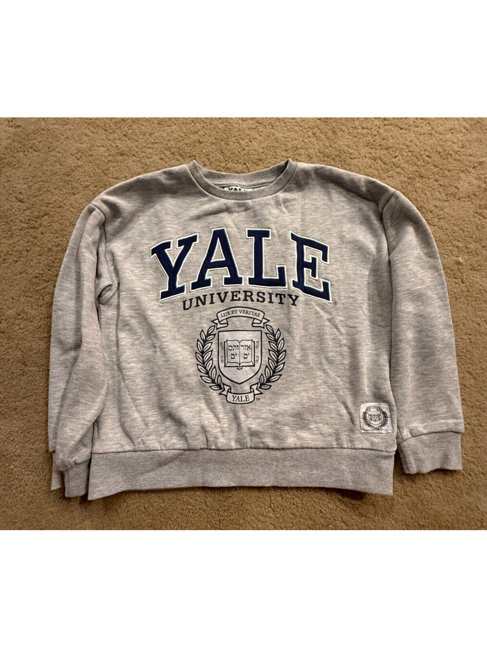 Yale University Sweatshirt Kids Gray Relaxed Fit Crewneck Size 11-12 Years